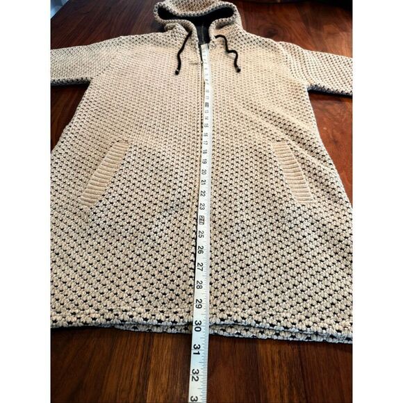 Men's Black Tan Full Zip Crochet Velvet Sherpa Lined Hooded Jacket Large - Picture 3 of 8